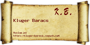 Kluger Baracs névjegykártya